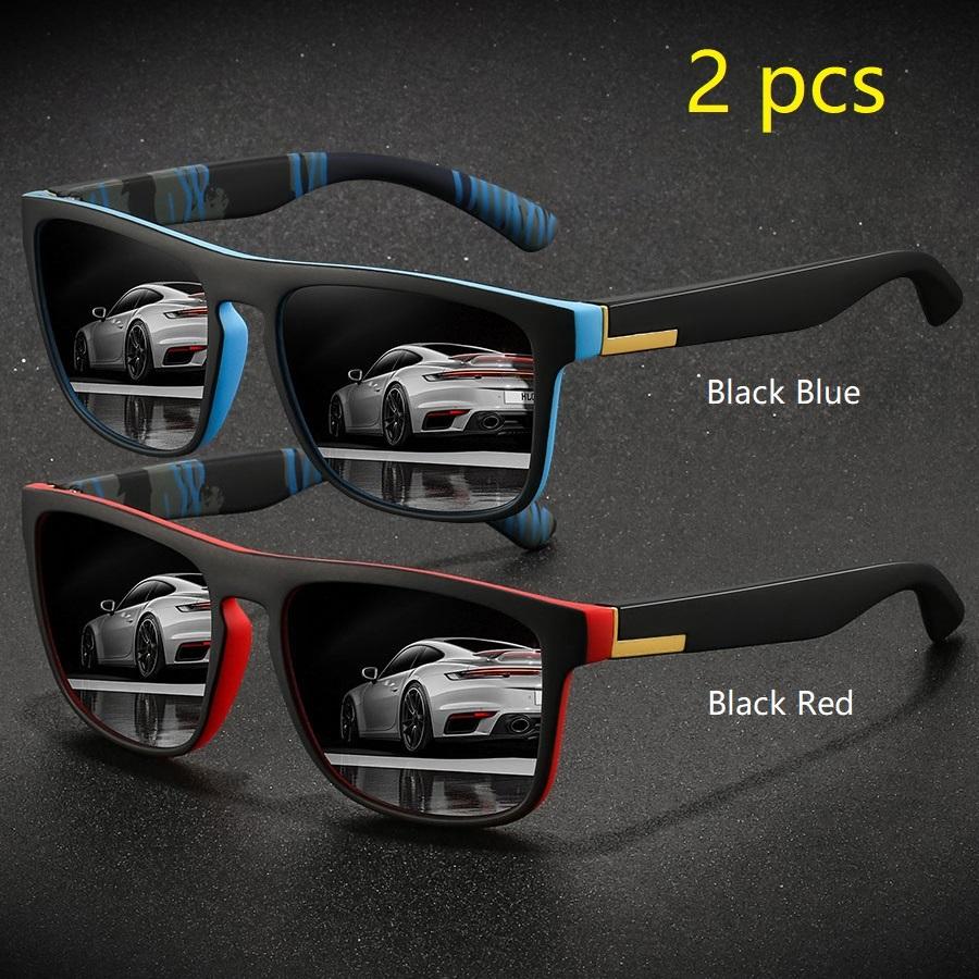 2 предмета модные винтажные квадратные спортивные солнцезащитные очки для мужчин и женщин для вождения и рыбалки брендовые дизайнерские солнцезащитные очки ретро мужские очки UV400