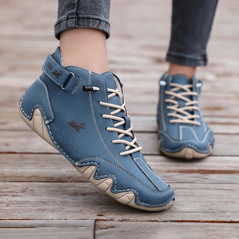 Женские спортивные кроссовки с высоким верхом, удобные, легкие, нескользящие, для ходьбы, лоферы, модные, на шнуровке, уличные ботинки до щиколотки на подошве