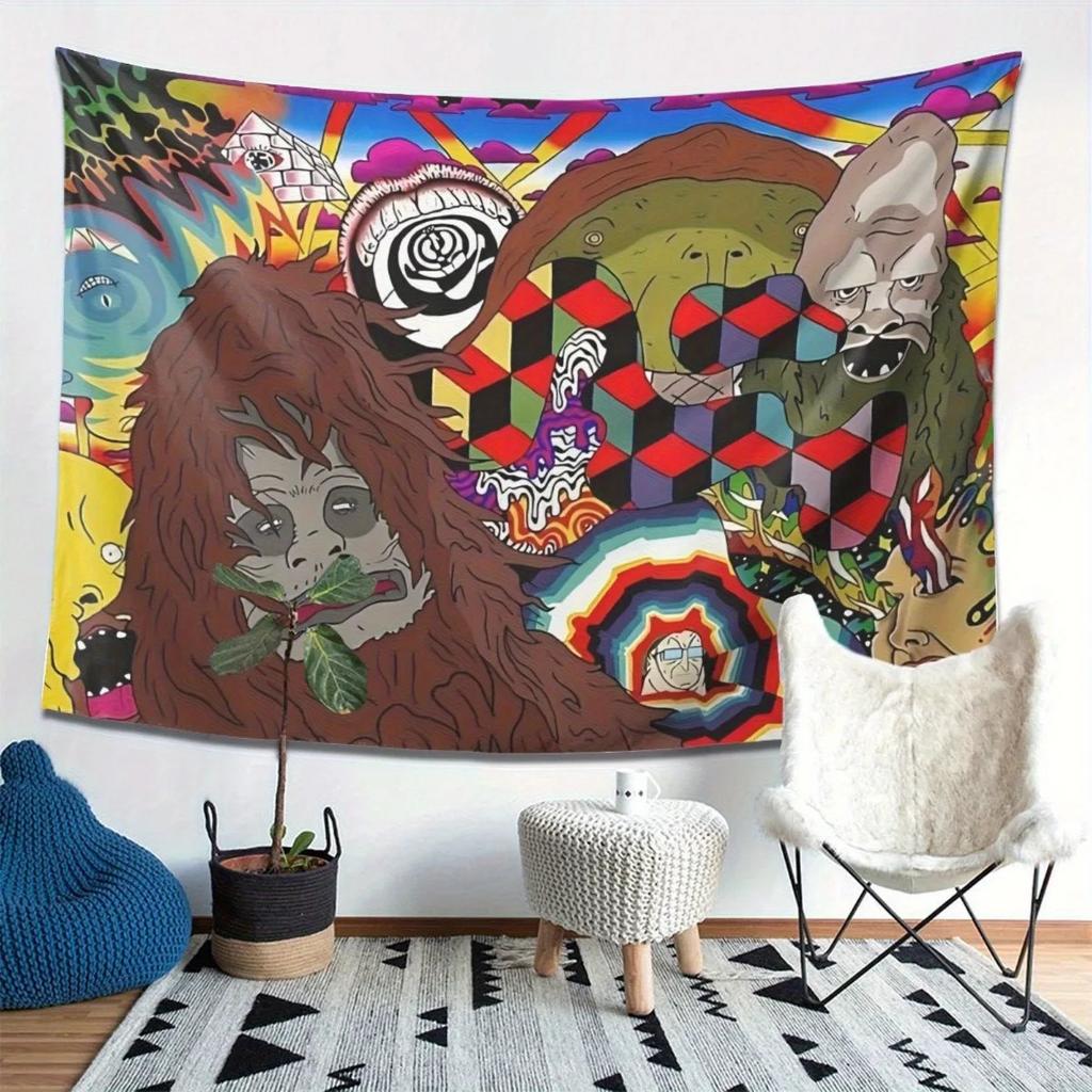 Funny Monster American Retro Cartoon Tapestry Wall Hanging Bedroom Living Room Dorm Game Room Home Decor