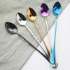6Pcs Colorful Cutlery Set Stainless Steel Long Handle Spoon Dinnerware Dessert Ice Cream Coffee Spoon Stirring Spoon Silverware