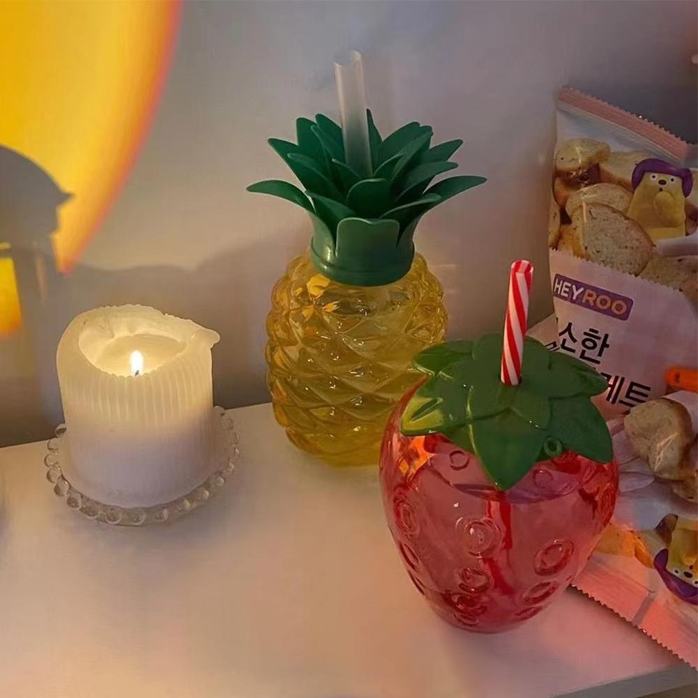 10 шт. Пластиковый стаканчик для клубники и ананаса, стаканчики для напитков в форме фруктов, стаканы для сока, воды, декор для вечеринки в стиле Луау, фламинго, летний пляжный бассейн
