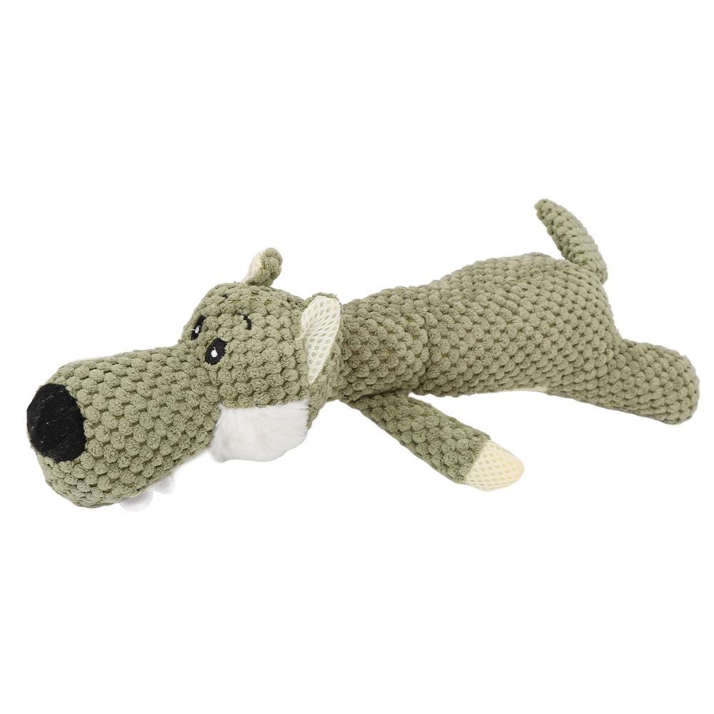 Thick Plush Fabric Squeaky Puppy Molar Toy Wolf Shaped Dog Toy Bonding Interaction Training