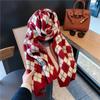 Rhombus Plaid Scarf Women's Winter Versatile Students Autumn and Winter Thickened Warm Wool Knitted Scarf Men
