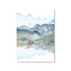 Abstract Mountain Art Lake Bird Watercolor Blue Gold Canvas Painting Wall Art Picture Print Living Room Home Decoration Interior