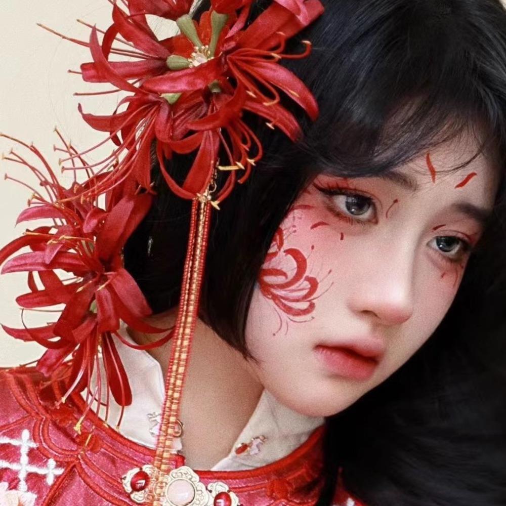 Lycorisradiata Simulation Flower Hairpins Cloth Hanfu Hair Stick Sweet Flower Hair Clip Hanfu