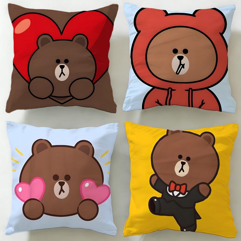 classic cartoon Cartoon Bear Cushion Cover Soft EasyWash Pillow Case Versatile for Couch Bed Travel and Office