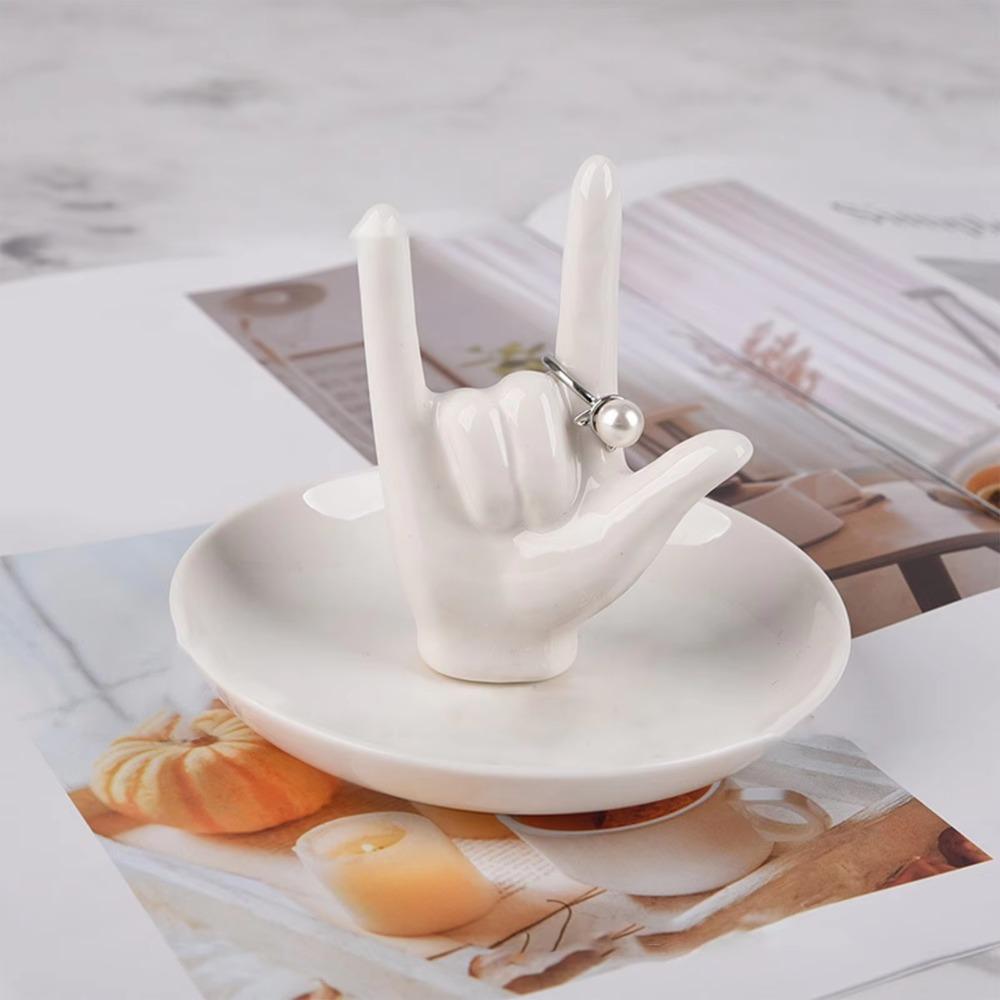 Nordic Ceramic Jewelry Plate Light Luxury Hand Storage Tray Gesture Ring Stand Home Decor