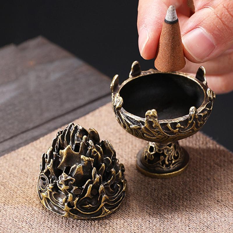 Retro Alloy Censer Burner Mini Ornaments Chinese Ancient Censer Tea Desk Decor