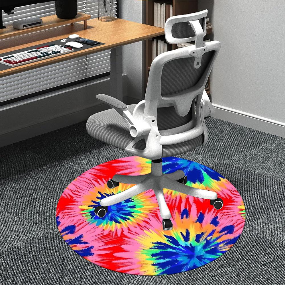 1PC Tie-Dye Pattern Chair Carpet for Office Non-Slip, Lightweight, Machine Washable Rug for Office, Sleeping, Room - Holiday DecorPolyester,
