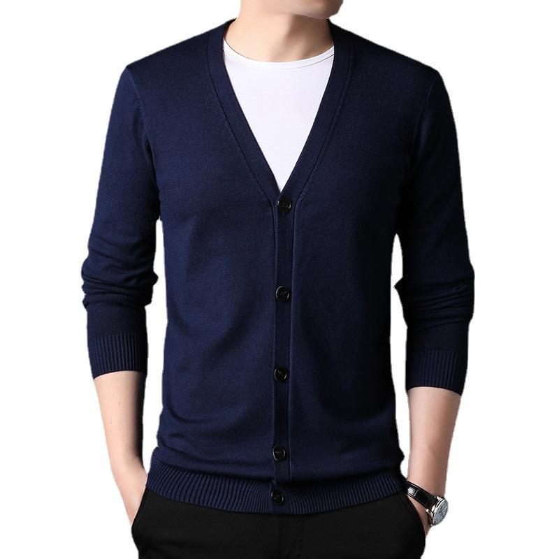 Autumn New Men's Korean Style Trendy Jackets for Young and Middle-aged Men's Long-sleeved Sweater Knitted Cardigan Jackets