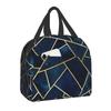 Pink Grey Gold Geometric Abstract Pattern Insulated Lunch Bag for Women Geometry Portable Thermal Cooler Food Lunch Box for Work