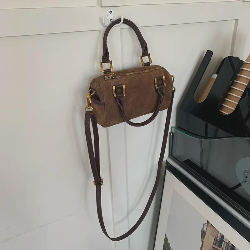 Корейская ретро-сумка-подушка на одно плечо из замши - модная сумка на осень/зиму