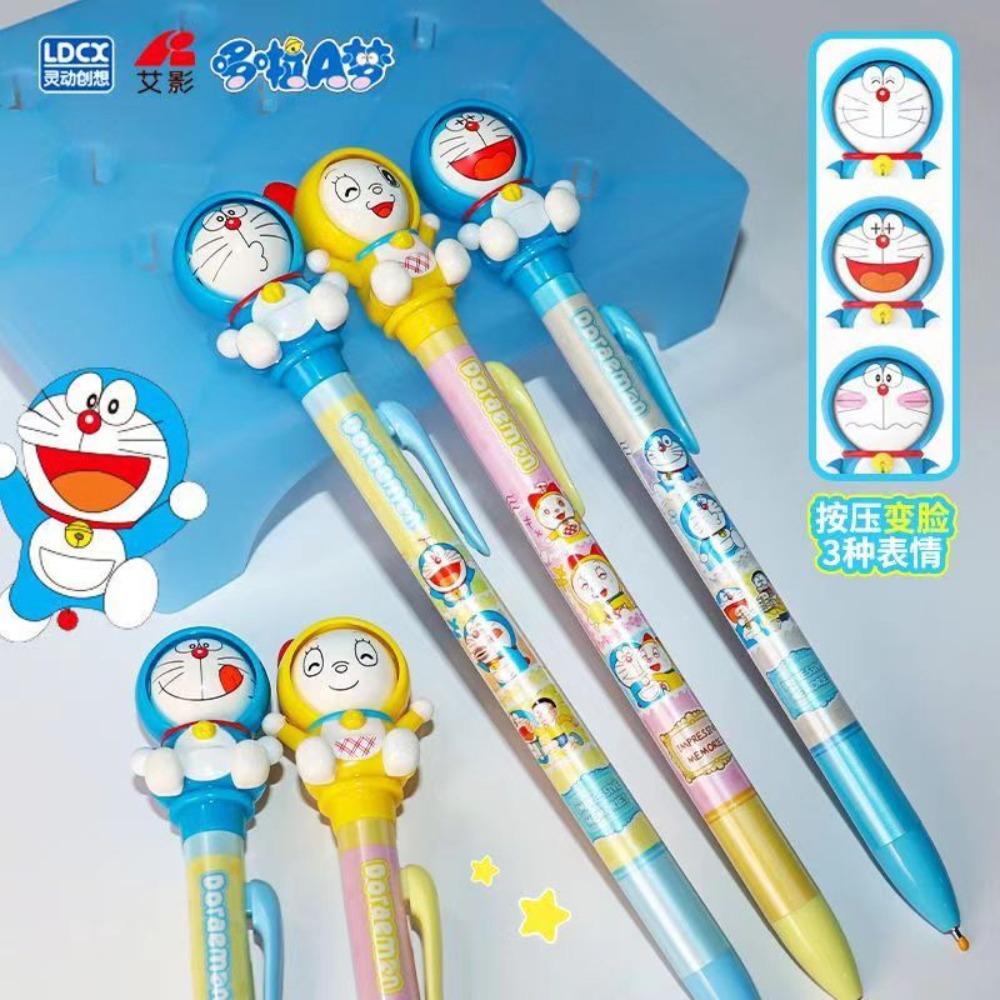 Ldcx Doraemon Face-Changing Gel Pen & Moonlight Pen Press Type Black Ink Cute Anime Stationery Decompression Gift
