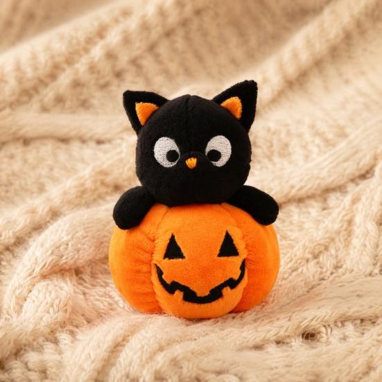 Plush Ghost Keychain Halloween Ghost/Pumpkin Black Cat Figurine, Soft Stuffed Doll Backpack Charm with Hanging Chain, Creative Photography Props