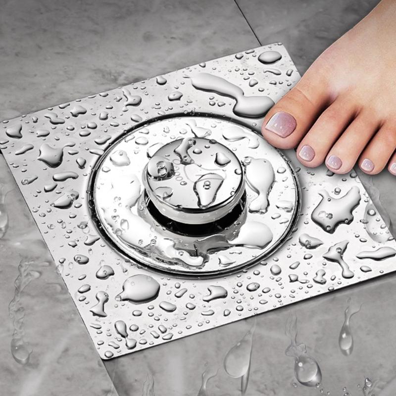 Foot Floor Drain Stainless Steels Square Shower Drain Square Shower Room Cover Plug Fast Draining Hair Catcher Strainer