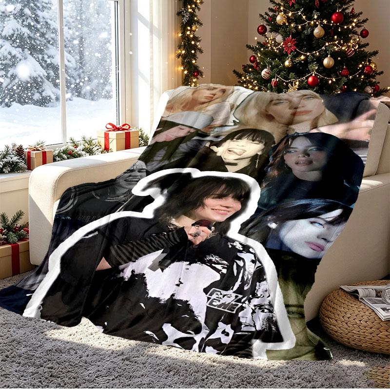 Billie Eilish Pattern Blanket for Home Decoration, Bed, Sofa, Car Travel, Camping, Suitable for All Seasons, Birthday Christmas Gift
