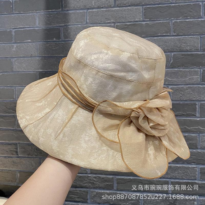 New summer mesh mother hat outdoor face small shading breathable versatile flower bucket hat beach sun protection hat