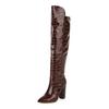 PU Autumn Winter Shoes Super Thick High Heels Stone Patterns Size48 European Design Keep Warm Over-the-knee Boots