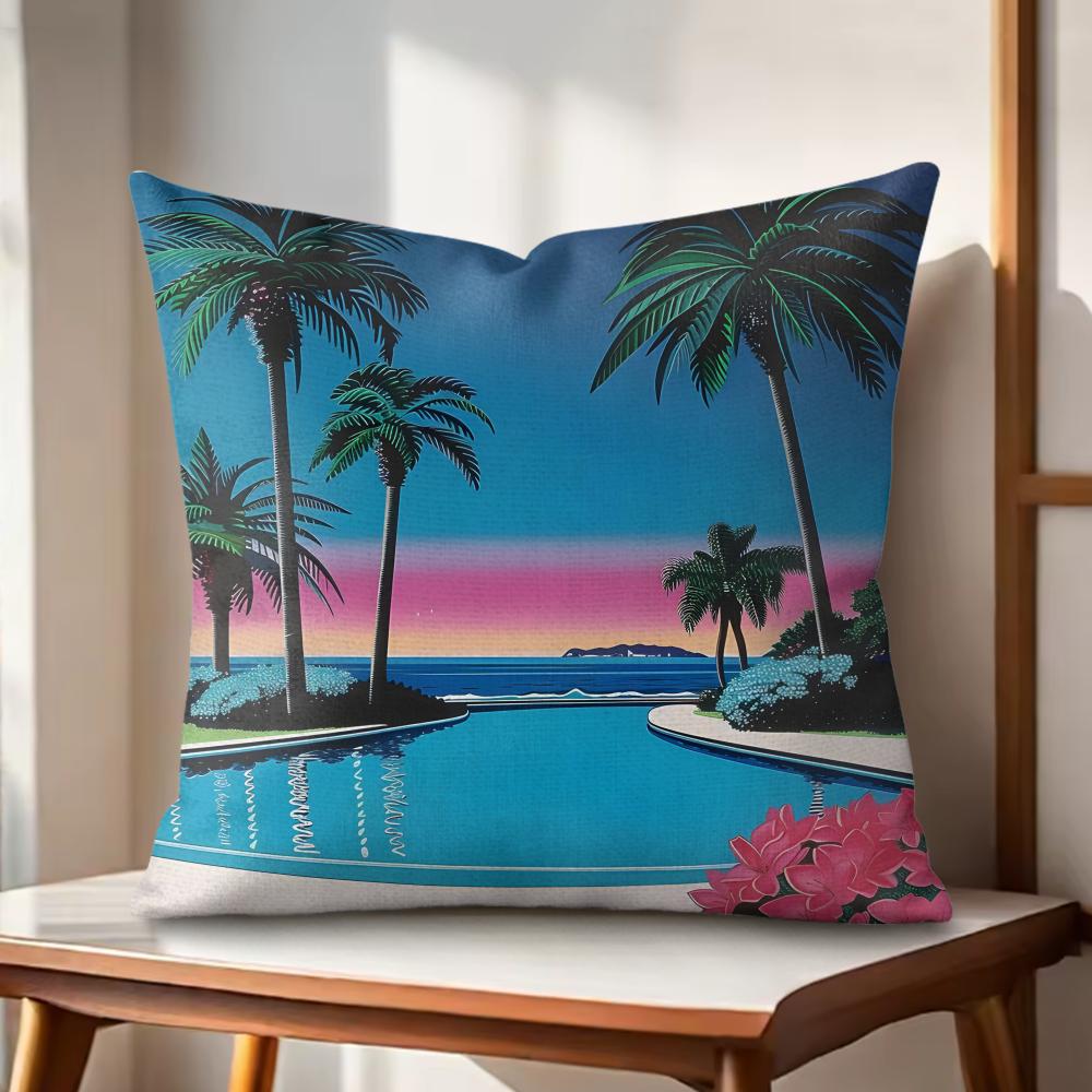 HHiroshi NNagai Cushion Cover Natural Linen Organic Fabric DoubleSided Printing Couch Pillow Covers Home Decor