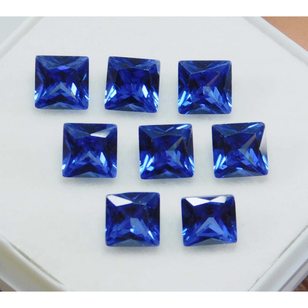 Blue Sapphire Square Cut Ring Size 8 Pcs Natural Loose Gemstone Lot