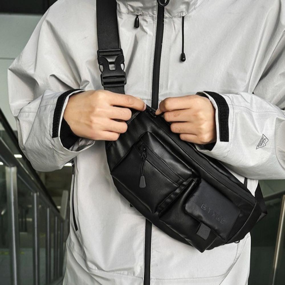 Однотонная мужская нагрудная сумка Легкая поясная сумка для телефона Простая спортивная сумка для телефона Мужская