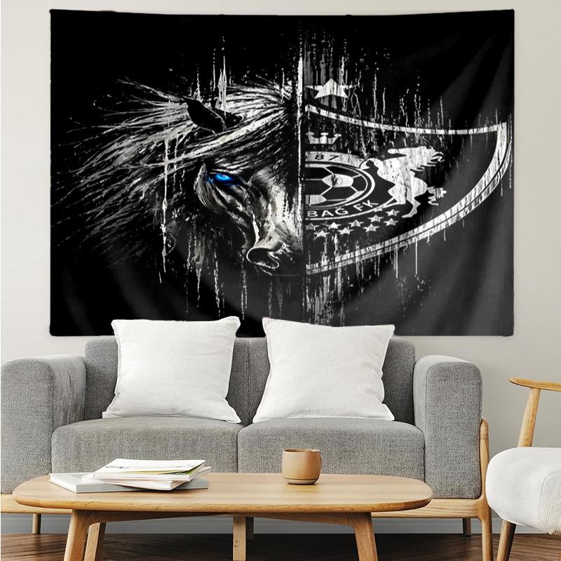 1PC Qarabag Golden Crested Football Emblem Tapestry, Unique Design Tapestry, Suitable for Bedroom,Livingroom, Playroom,Heartwarming Holiday Gifts
