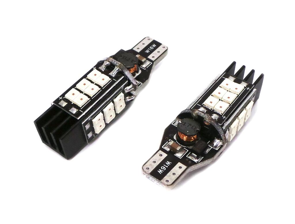 2 Pcs LED Bulb T15, W161W 12V-24V 1400lm CANBUS Red Very Strong Off-Road