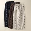 Women Cotton and Linen Printed Casual Pants Female Summer Korean Fashion Literary Temperament Drawstring High Waist Straight Pants