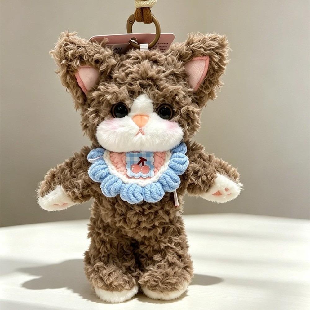 Soft Stuffed Bag Charm Animal Shape Fluffy Ornament Cute Cat Plush Keychain Bag Decoration
