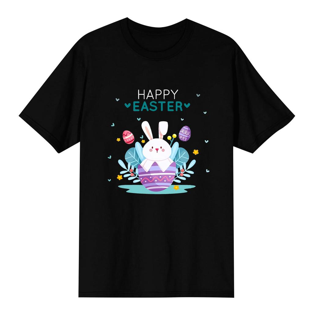 Women's Casual Short Sleeve Easter Printed Round Neck Short Sleeve T-Shirt Top