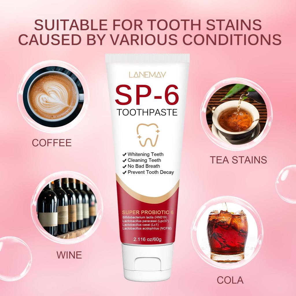 SP-6 Зубная паста 60г: Чистит зубы и освежает дыхание, мягко отбеливает зубы – способствует здоровому уходу за полостью рта для чувствительных зубов, 60 г