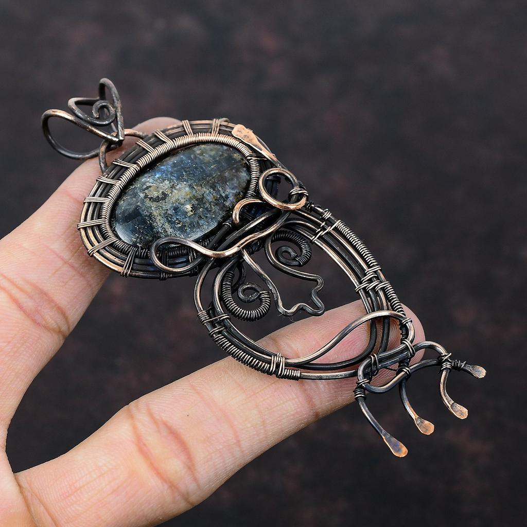 Kyanite Pendant Copper Wire Wrapped Pendant Gemstone Pendant Kyanite Jewelry Handmade Decent Pendant Copper Wire Wrap Jewelry Gift For Women