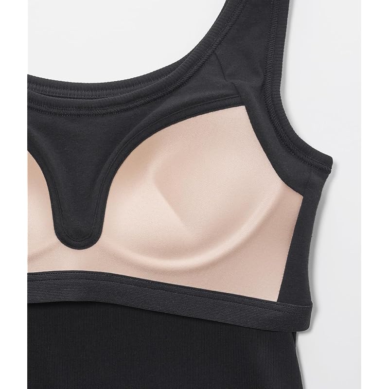 [Peach John] [With Cup] Non-wire Volume Up Cotton Blend Wakitaka Cover Armpit Meat Labelless][PJ BASIC] Cotton Mix Rib Bra Cami Bra Top Black M