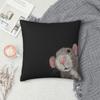 The Peeking Rat (Grey Black) Square Pillowcase Pillow Cover Polyester Cushion Zip Decorative Comfort Throw Pillow For Home Car