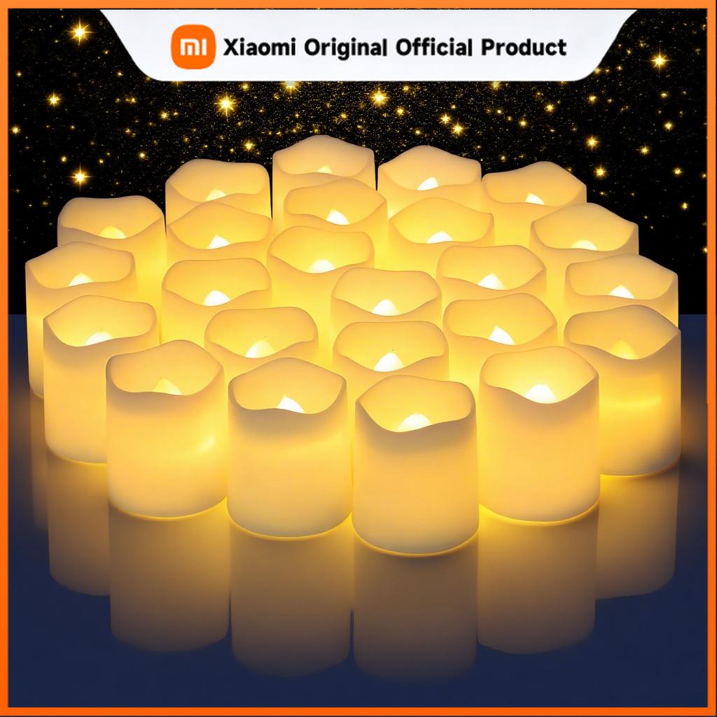Xiaomi 24 шт. беспламенные светодиодные свечи, креативные светодиодные чайные лампы с пожеланиями, теплые белые свечи для украшения на Хэллоуин, свадьбу, Рождество