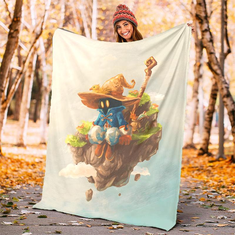 FF9 Vivi Flannel Blanket Soft Warm All-Season Throw, Design for Camping, Car Travel, Hiking Sofa, Bed, Office Perfect Gift for Parties
