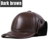 High Quality Genuine Leather Hats Winter First Layer Cowhide Warm Earmuffs Bomber Caps Plus Velvet Thicken Man Bone Caps Dad Hat