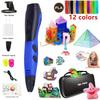 3D Printing Pen with 12 Colors PLA Filament Support ABS/PLA Filament DIY Drawing Gift for Kids with LCD Screen - Blue