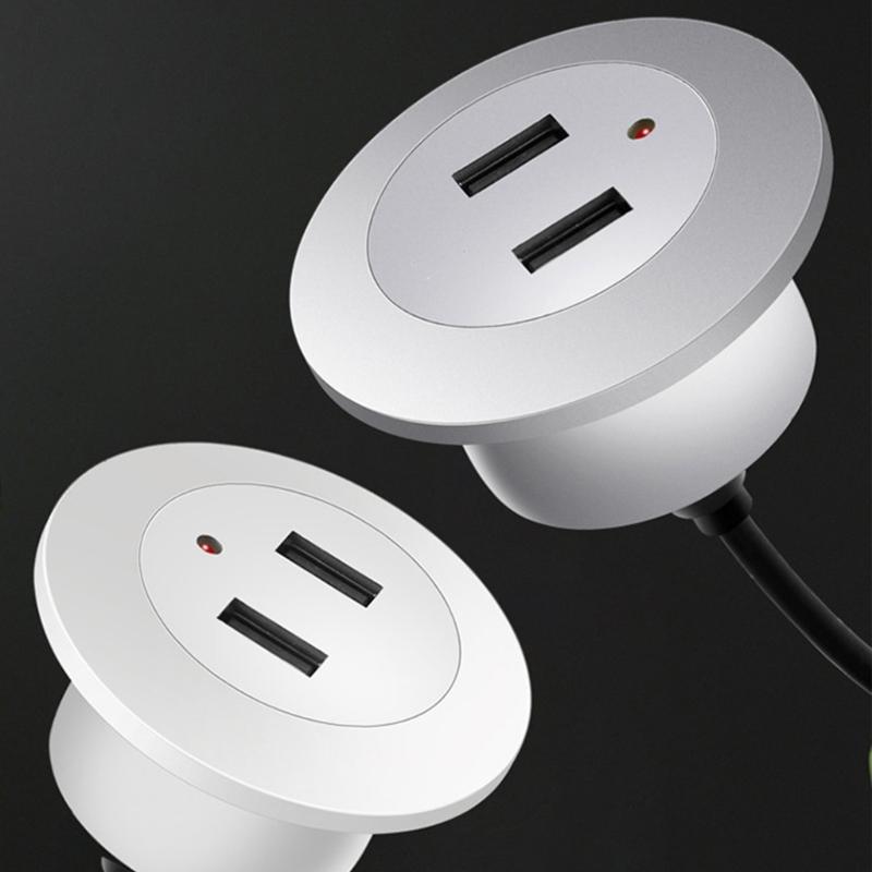 2-портовое USB настольное встраиваемое зарядное устройство для мобильного телефона, USB-разветвитель для компьютерного стола, кабель данных, адаптер для зарядки