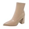 Pointed Toe Women's Ankle Boots Fashion Back Zippers Short Botas Ladies Elegant Square High Heel Winter Women's Footwear 2024