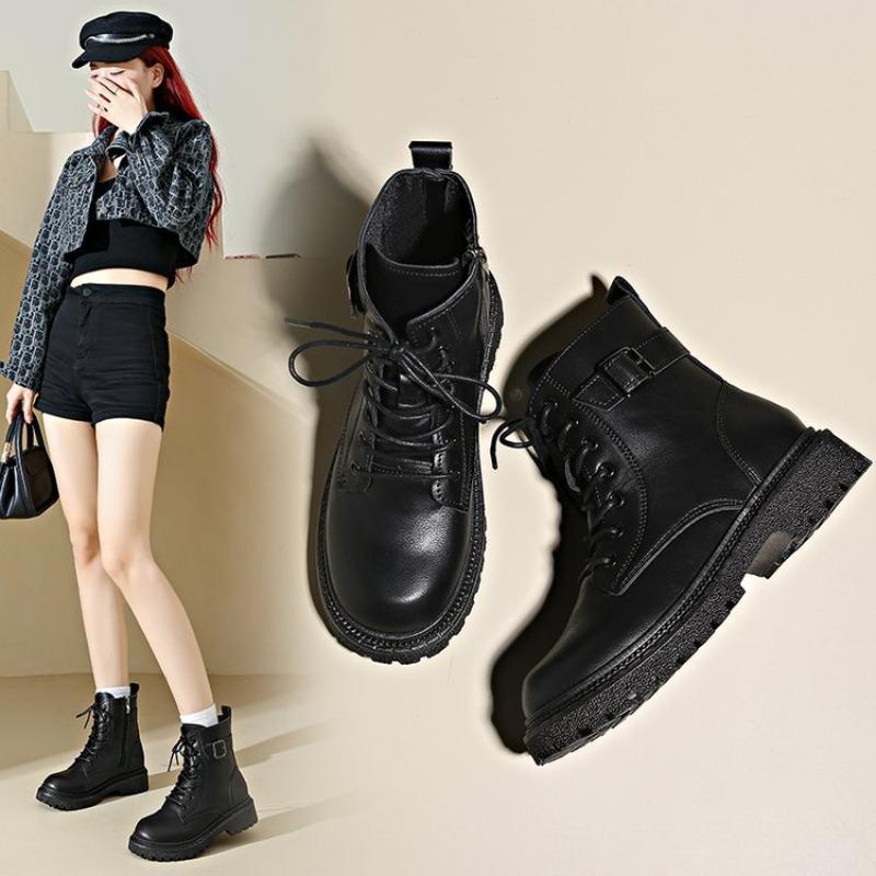 Женские ботинки Martin Street Style средней высоты с круглым носком и плоской подошвой