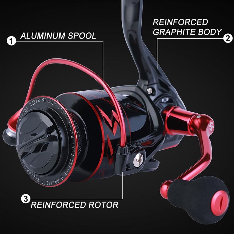 SOUGAYILANG 12 + 1BB Spinning Fishing Reels 5.2: 1 / 6.2: 1 High Speed Gear Ratio Smooth Powerful Freshwater / Saltwater Fishing Reel