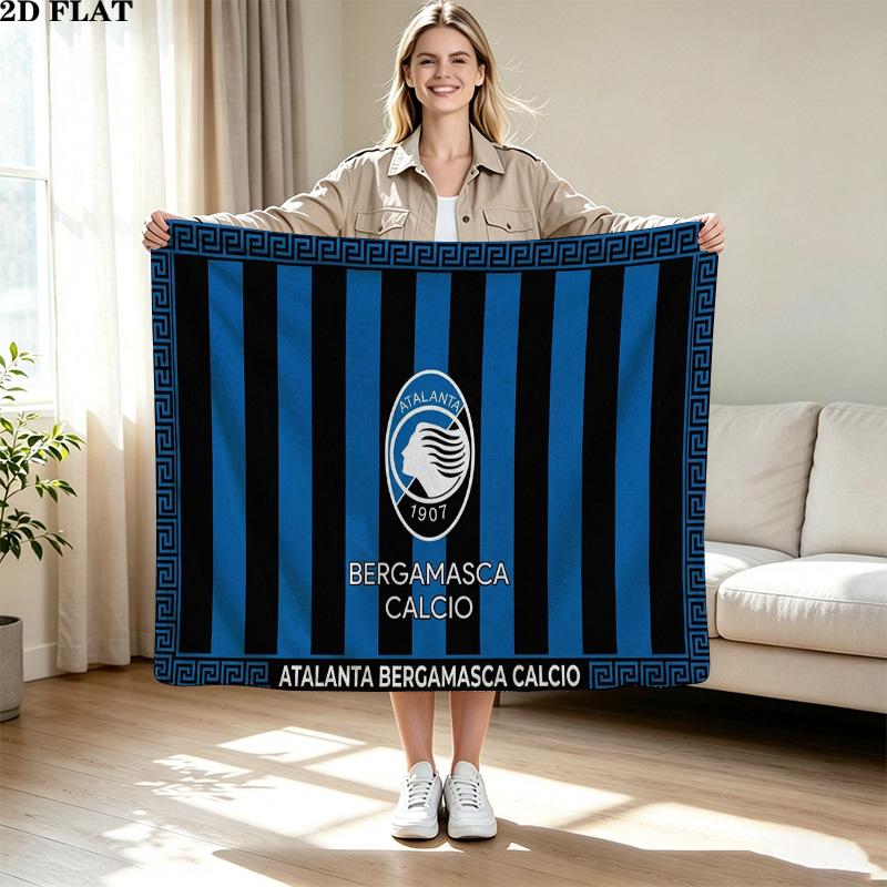 Atalanta Bergamo Logo Print Flannel Blanket High Quality Warm Comfortable Cover for All Seasons Perfect for Gifts Home Decor