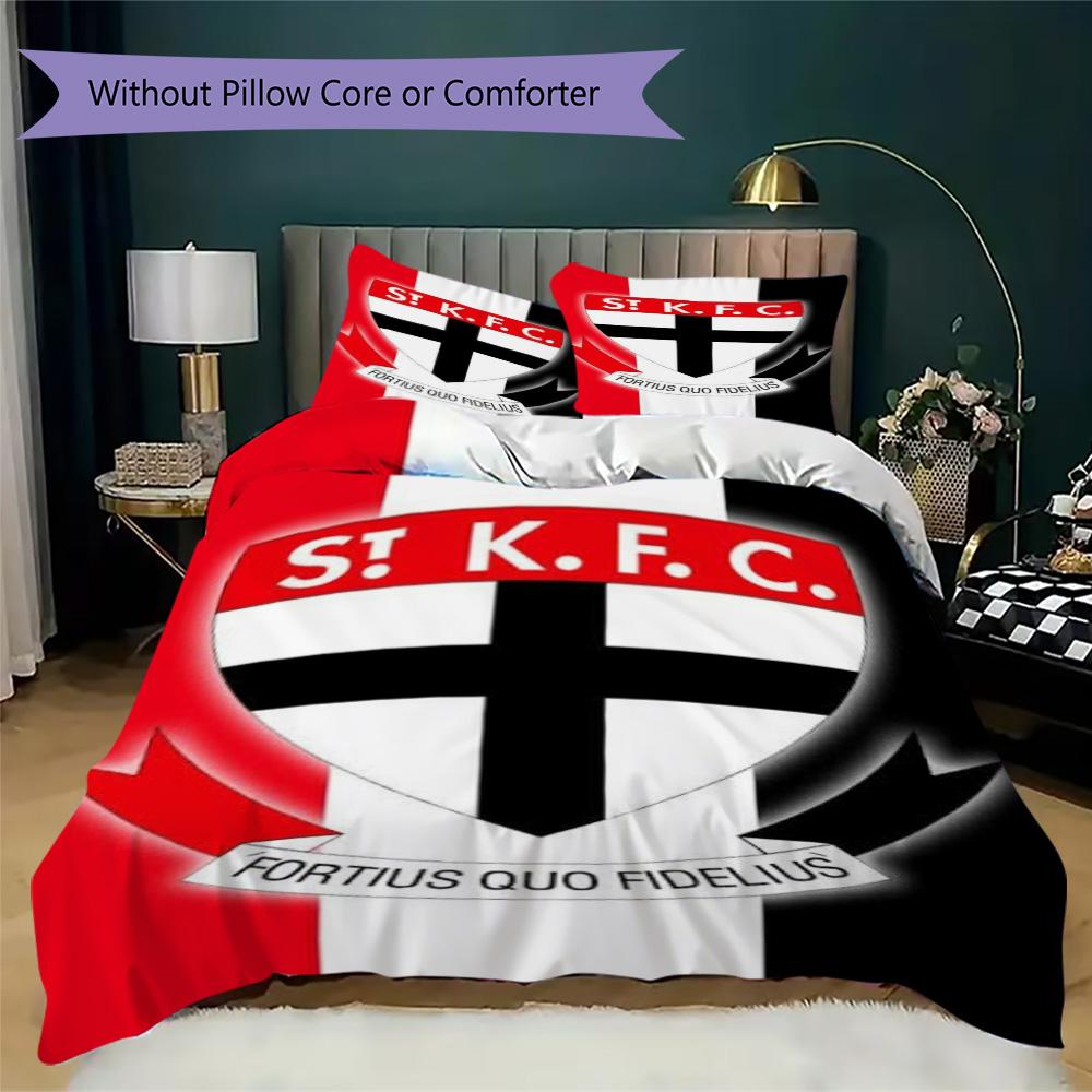 St Kilda AFL Print Pattern Bedding,Quilt Set Quilt Cover Pillowcase Home Birthday Gift (1*duvet cover+2*pillowcase,without core)ZSJT0917356