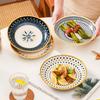 Скандинавская ретро керамическая круглая и глубокая тарелка, креативная домашняя 8-дюймовая тарелка для пасты, салата, фруктов, запеченного риса, суповая тарелка