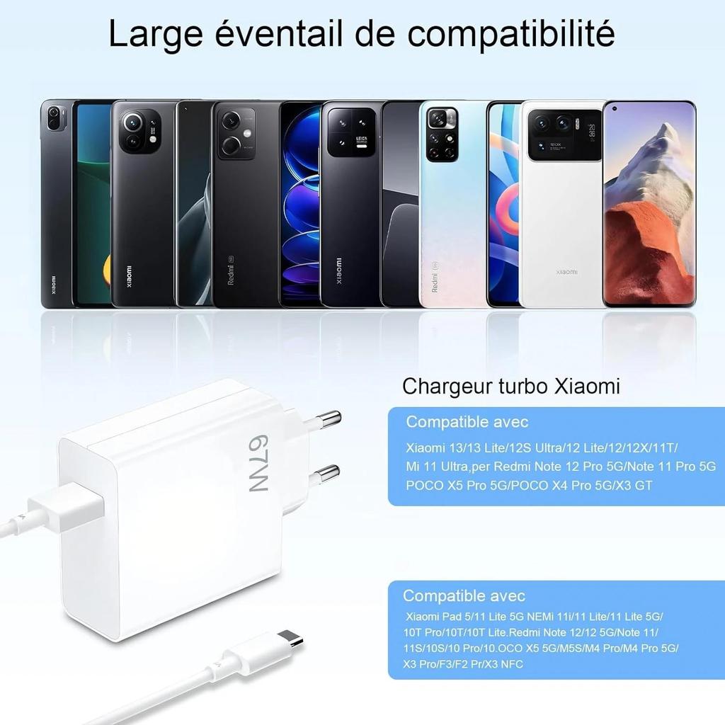 6A 67W сверхбыстрое зарядное устройство USB-кабель Type C для Xiaomi для Redmi для POCO