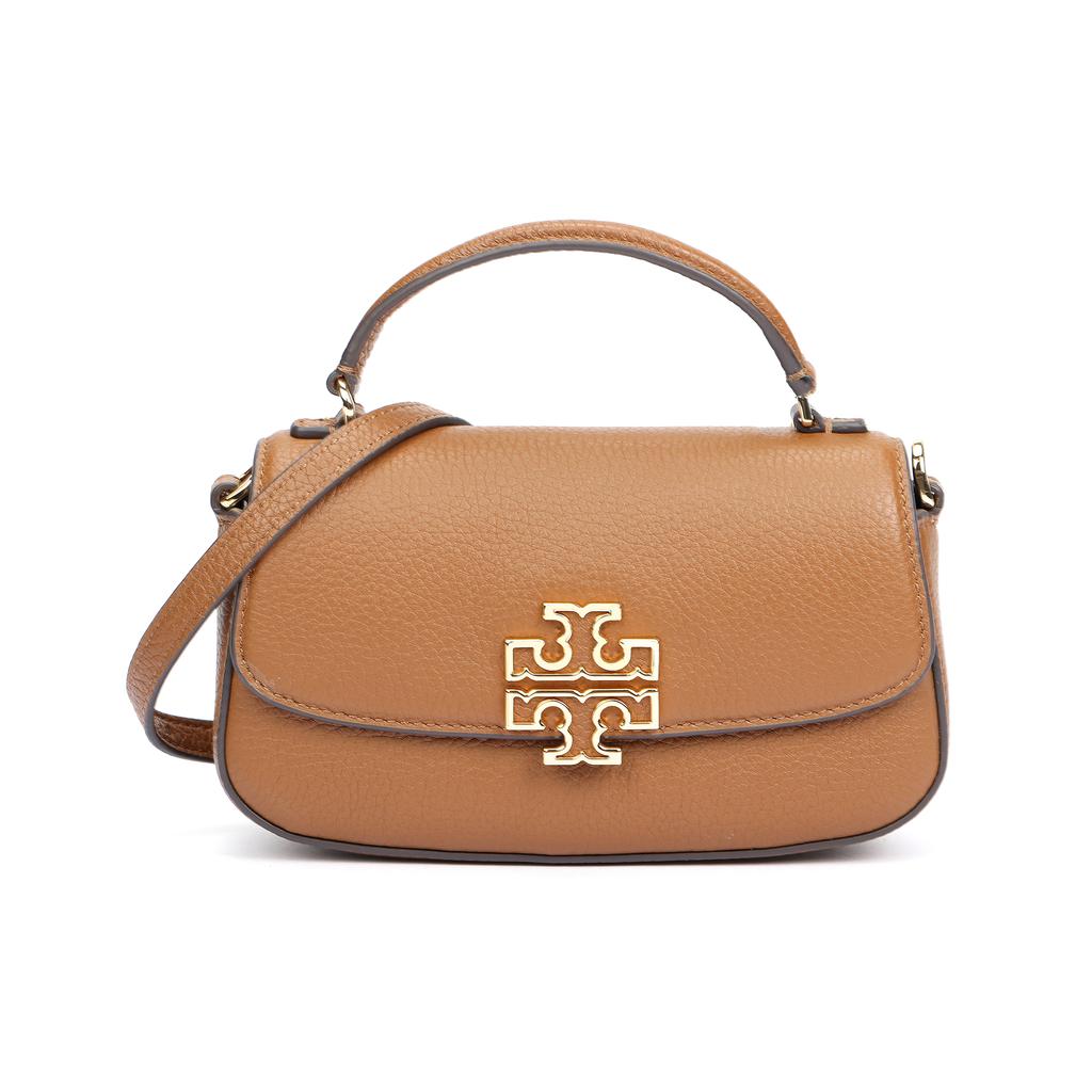 Tory Burch Fashion Chain Shoulder Strap Metal Logo Pebble Grain Leather And Fabric Single Shoulder Crossbody Handbag Women handbag Moose 149645-909