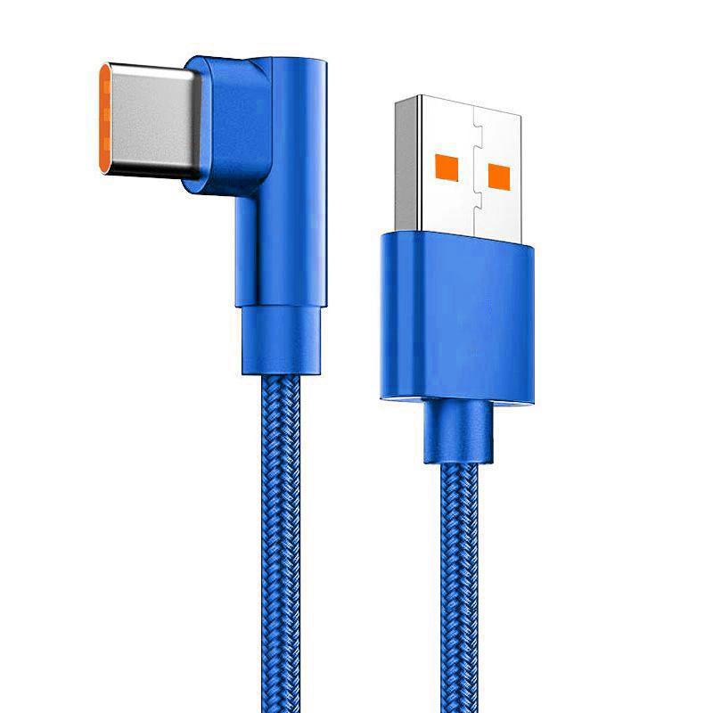 6A 66W Type C USB-кабель для быстрой зарядки для Xiaomi Redmi Honor OPPO Realme POCO USB C 90-градусный угловой зарядный кабель