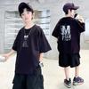 Boys' summer outfit set 2026 new item, mid size children's summer boys' thin short sleeved children's cool and fashionable top trend