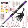 FTK Complete Fishing Kit: 1.8m/5.91ft Lightweight Fibreglass Spinning Rod and Reel Combo Cool Pack - for Fresh and Salt Water, Hooks